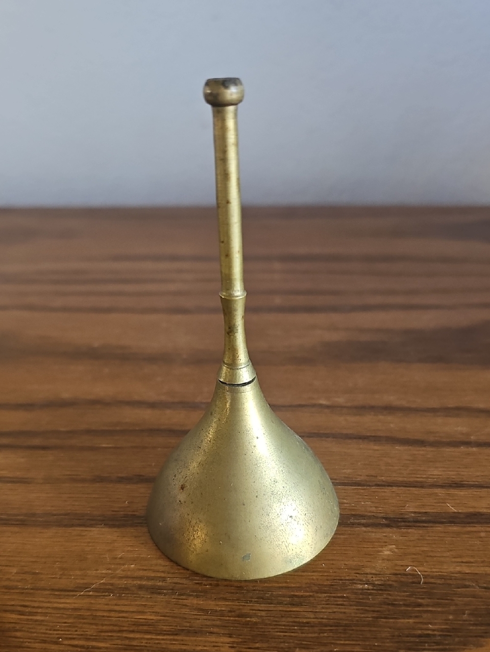 Vintage Made In India Brass Table Bell - Sleek Gold Finish